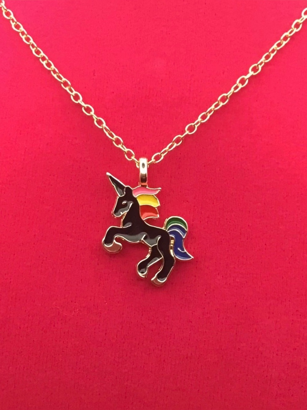 Petite Black Unicorn Choker Necklace